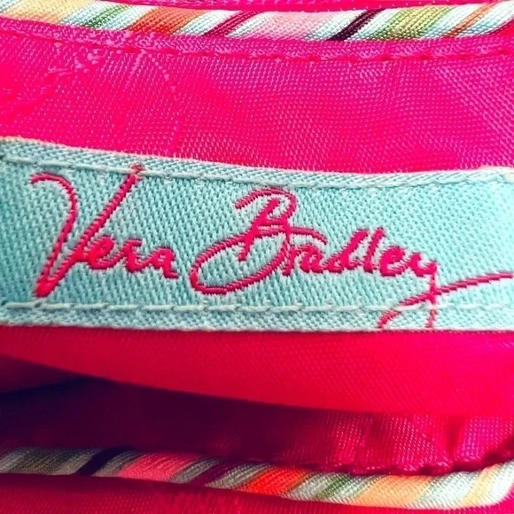 Vera Bradley 100% Silk Collection Tropical Floral Shoulder Bag Purse Aqua Coral - Picture 12 of 16